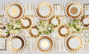 Platos Grandes Gold & White - Paquete de 8