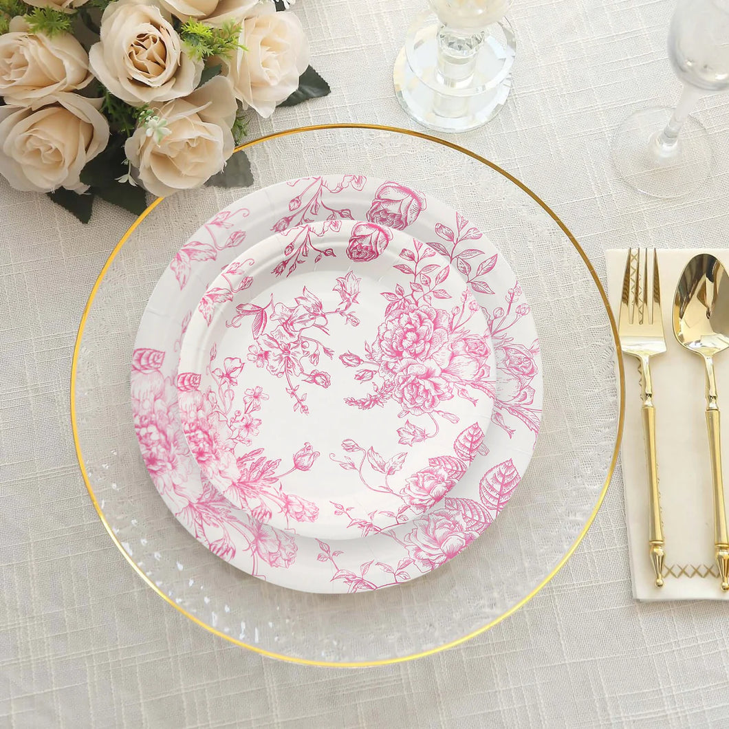 Platos Grandes Pink French Toile - Paquete de 8
