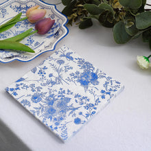 Cargar imagen en el visor de la galería, Servilletas Cocktail Blue French Toile - Paquete de 20
