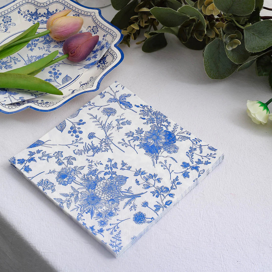 Servilletas Cocktail Blue French Toile - Paquete de 20