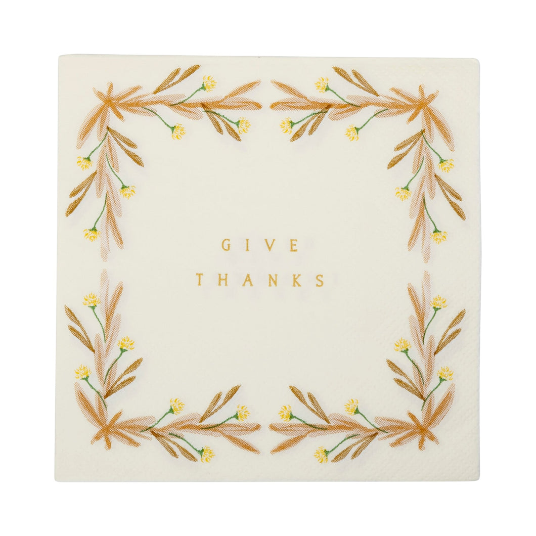 Servilletas Cocktail Give Thanks - Paquete de 24