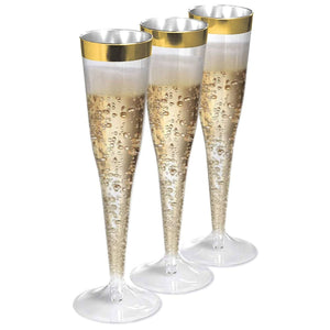 Copas Champagne Clear Gold - Paquete de 12