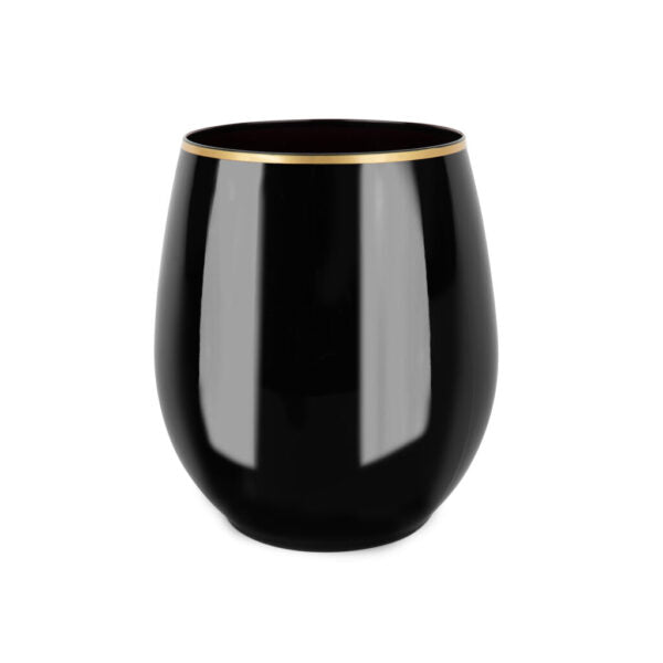 Copa Stemless Black Gold Rim  12 OZ- Caja de 6