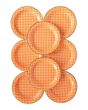 Cargar imagen en el visor de la galería, Platos Grandes Orange Gingham - Paquete de 8
