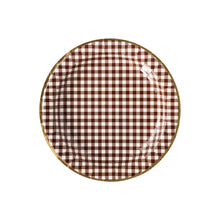 Cargar imagen en el visor de la galería, Platos Grandes Harvest Brown Gingham  - Paquete de 8
