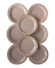Cargar imagen en el visor de la galería, Platos Grandes Harvest Brown Gingham  - Paquete de 8
