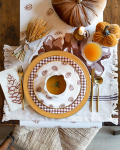 Platos Grandes Harvest Brown Gingham  - Paquete de 8
