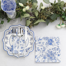 Cargar imagen en el visor de la galería, Servilletas Cocktail Blue French Toile - Paquete de 20

