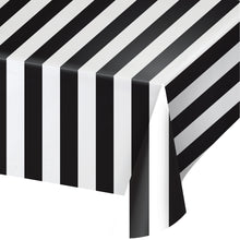 Cargar imagen en el visor de la galería, Black &amp; White Stripes Tablecloth - Happy Plates
