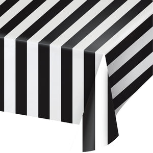 Black & White Stripes Tablecloth - Happy Plates