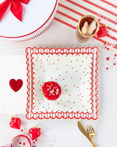 Platos Grande Valentine Red Stripe / Paquete de 8