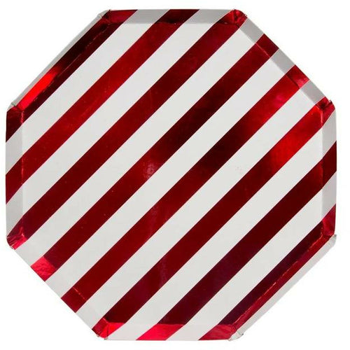 Plato Grande Shiny Red Stripe - Happy Plates